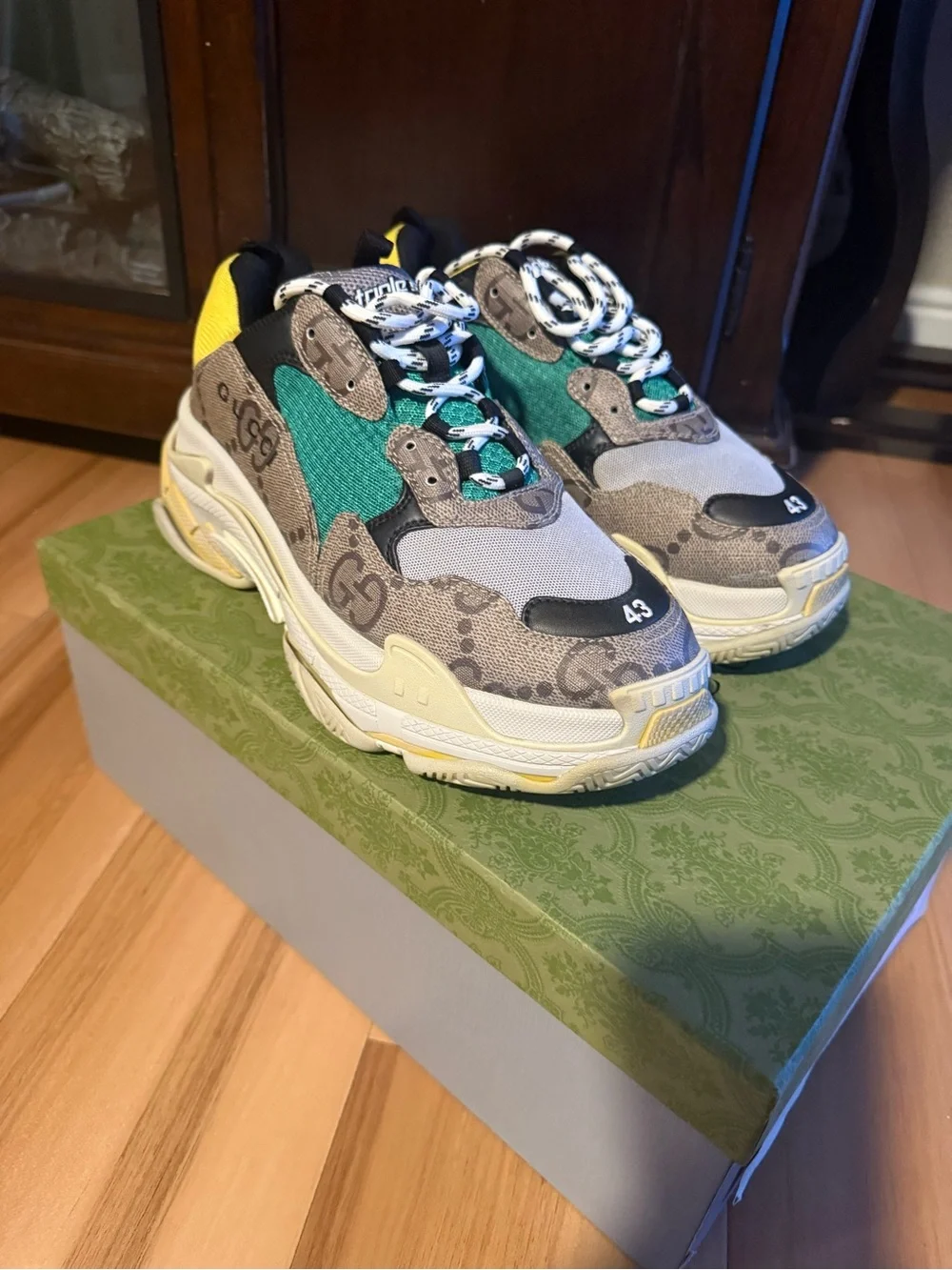 New In Original Box Balenciaga Gucci X Hacker Project Triple S Sneakers Size 43